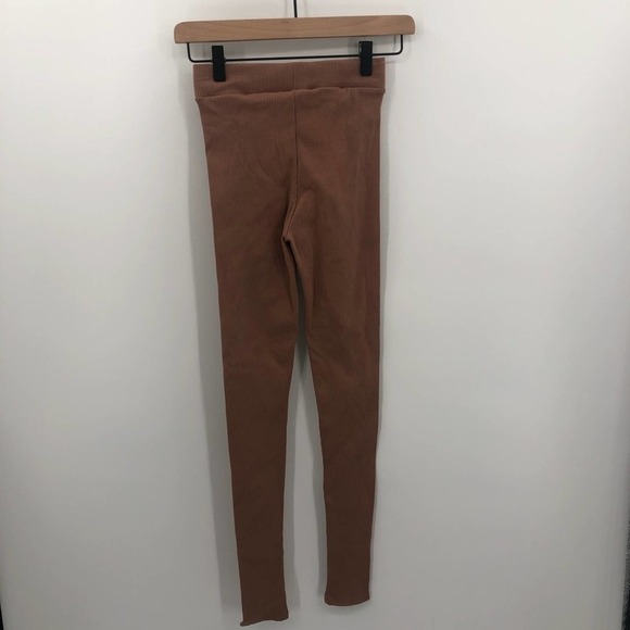 NAKED WARDROBE Snatched Rib Leggings In Coco Tan Brown Size Small NEW - Picture 9 of 12